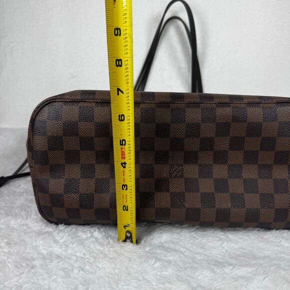 Louis Vuitton Neverfull MM Damier Ebene Tote Bag Cherry Red Interior Brown Check - Picture 15 of 16